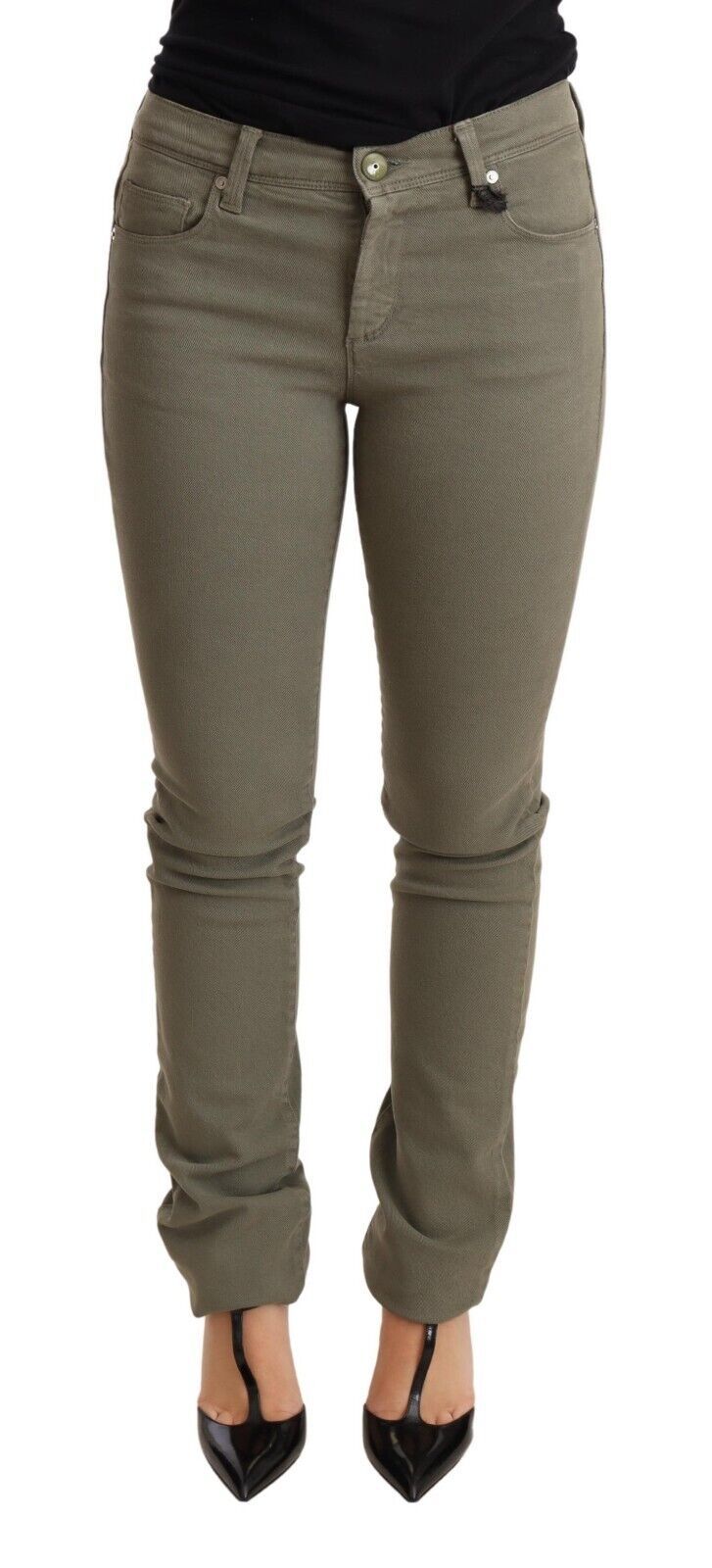 Ermanno Scervino Green Low Waist Skinny Slim Cotton Jeans
