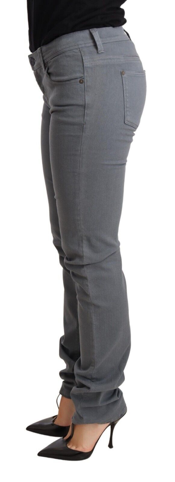 Ermanno Scervino Gray Skinny Slim Low Waist Cotton Jeans