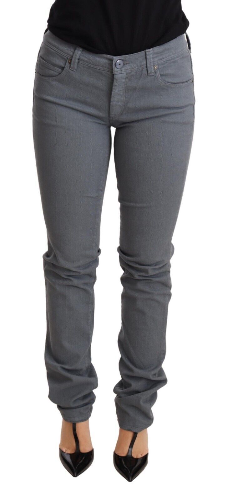 Ermanno Scervino Gray Skinny Slim Low Waist Cotton Jeans