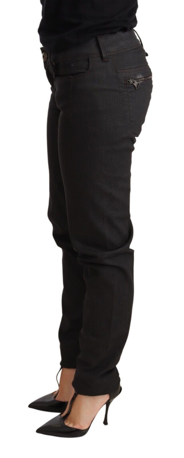 Ermanno Scervino Black Low-Rise Skinny Slim Cotton Jeans