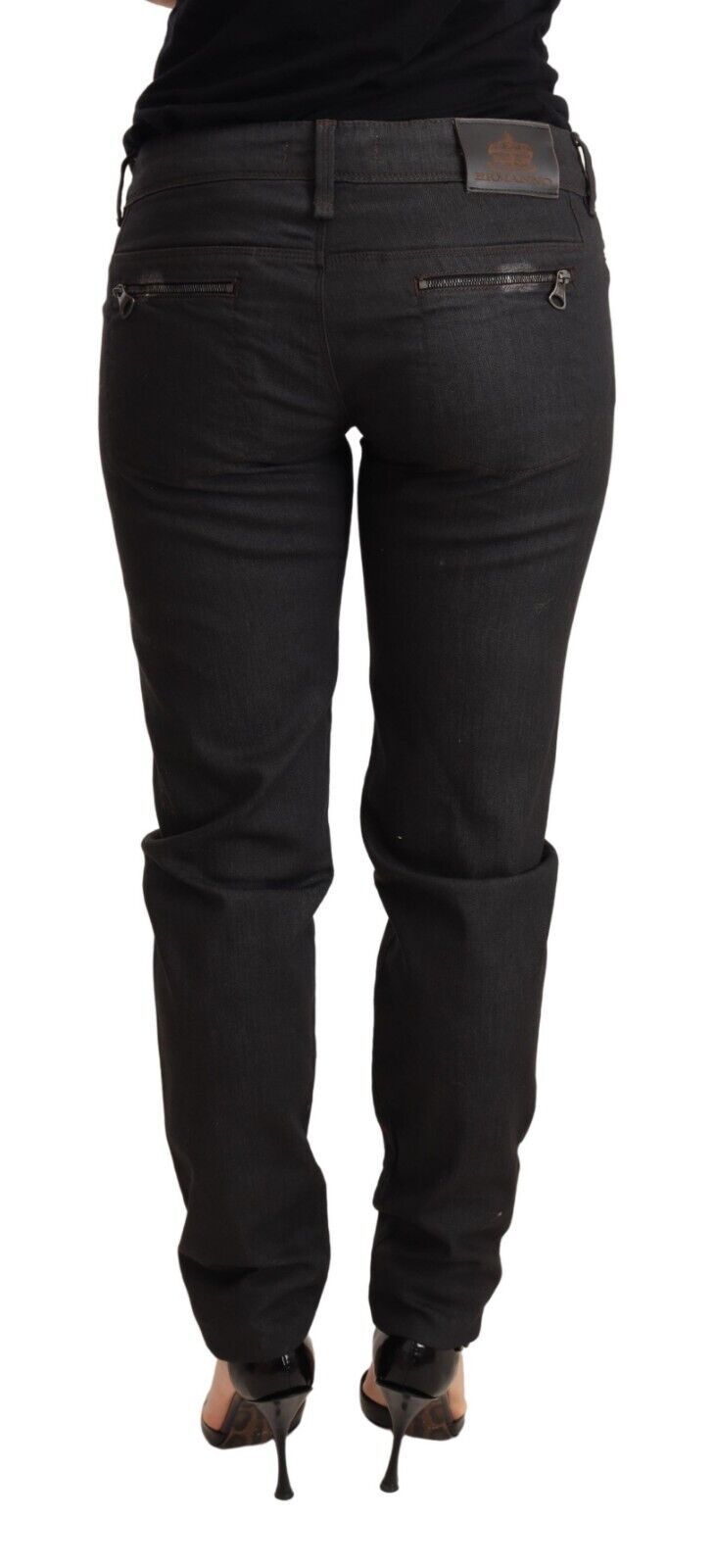 Ermanno Scervino Black Low-Rise Skinny Slim Cotton Jeans