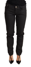 Ermanno Scervino Black Low-Rise Skinny Slim Cotton Jeans