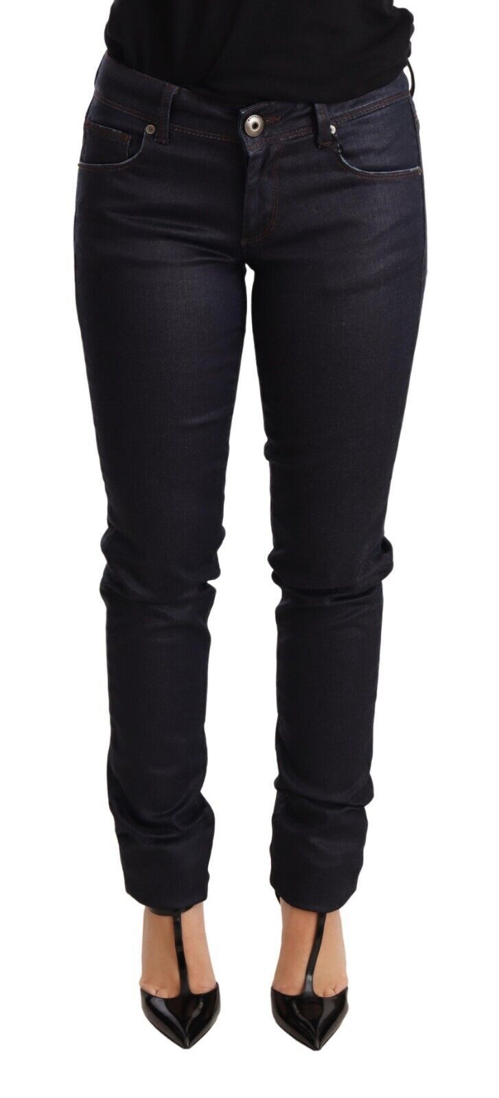 Ermanno Scervino Blaue Low Waist Skinny Slim Trouser Baumwolljeans