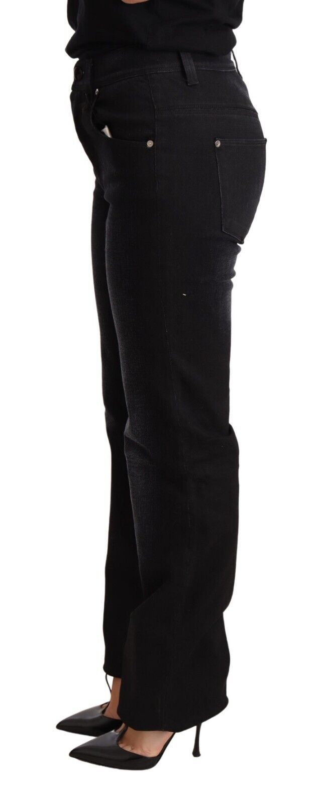 Ermanno Scervino Black Washed Straight Denim Cotton Jeans