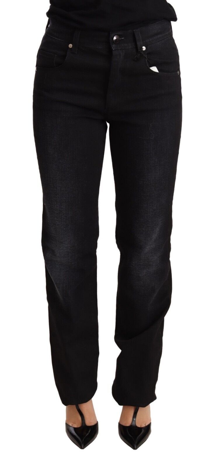 Ermanno Scervino Black Washed Straight Denim Cotton Jeans