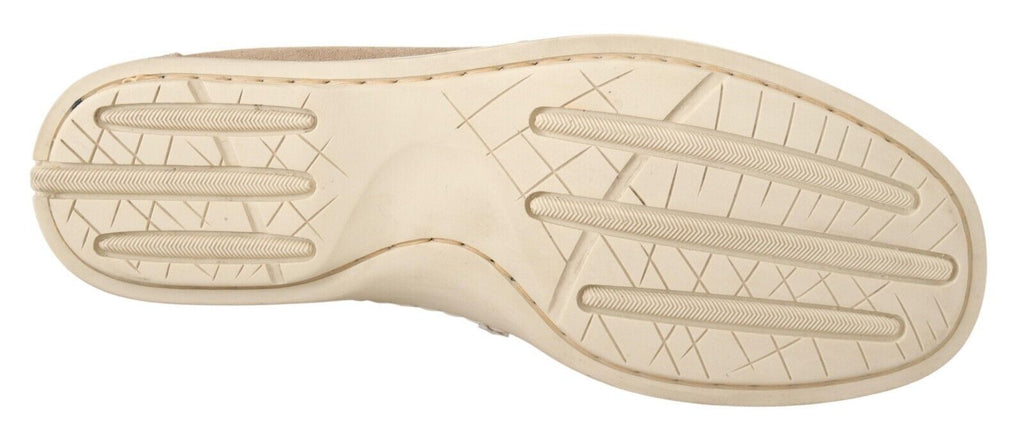 Pollini Beige Suede Low Top Moccasin Loafers Casual Men's Shoes