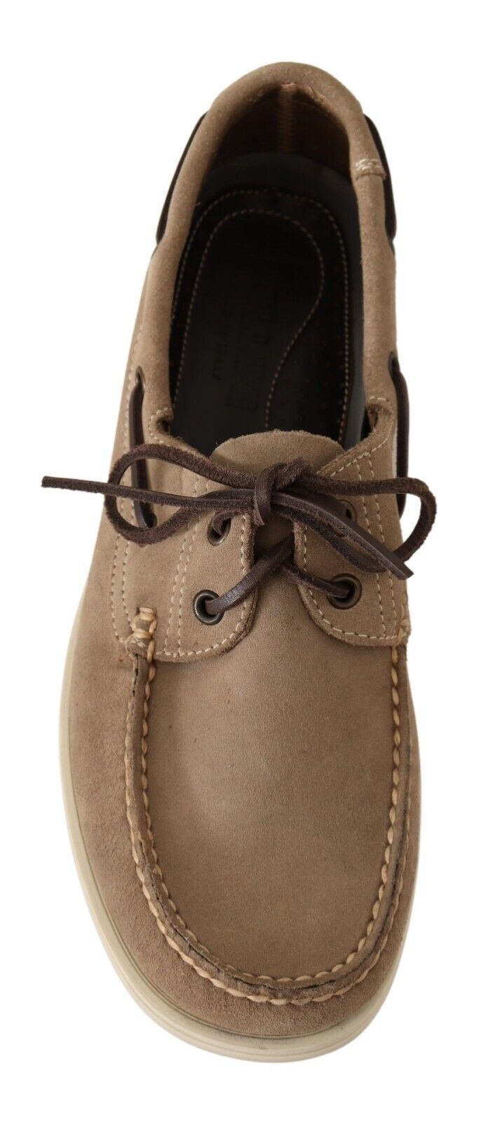 Pollini Beige Suede Low Top Moccasin Loafers Casual Men's Shoes