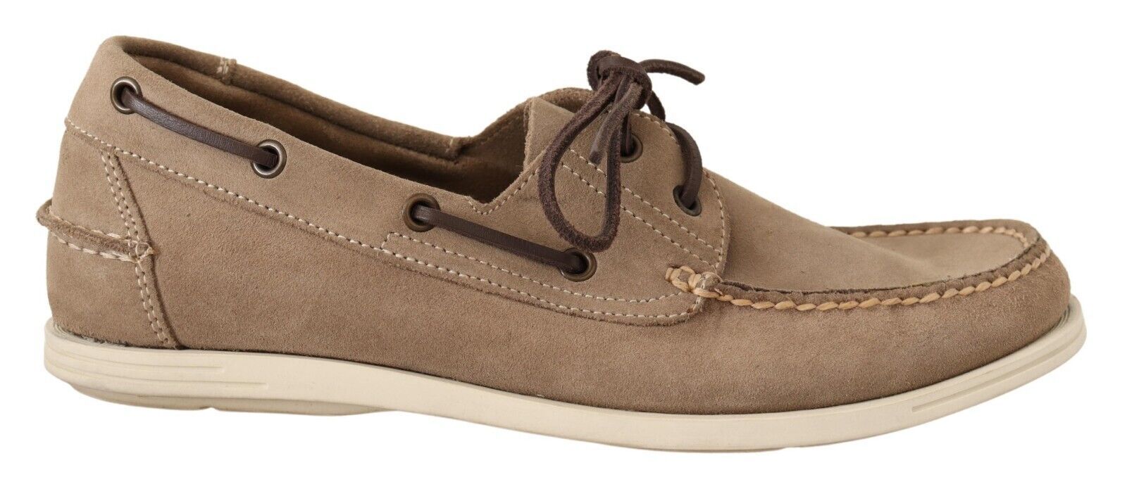Pollini Beige Suede Low Top Moccasin Loafers Casual Men's Shoes