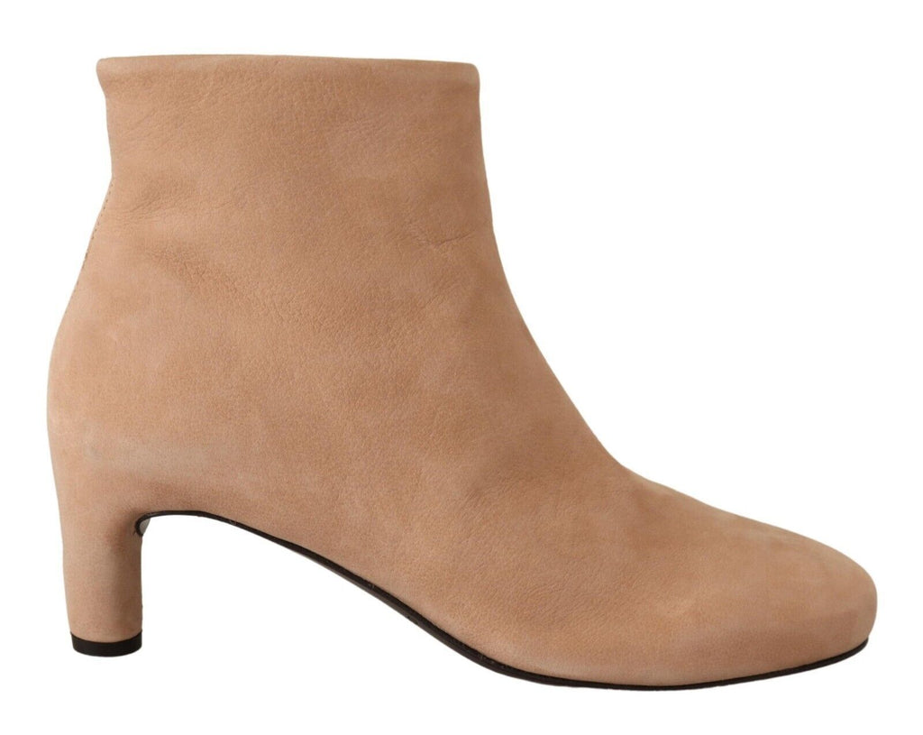 DEL CARLO Beige Suede Mid Heel Pumps Boots Shoes