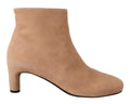 DEL CARLO Beige Suede Mid Heel Pumps Boots Shoes