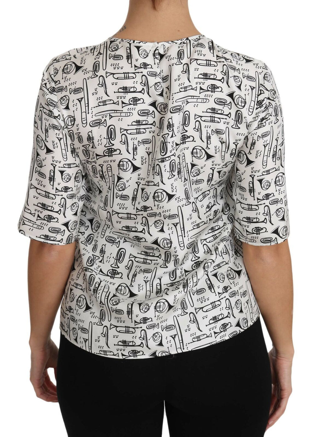 Dolce & Gabbana Weiße Bluse mit Musikinstrumenten-Druck