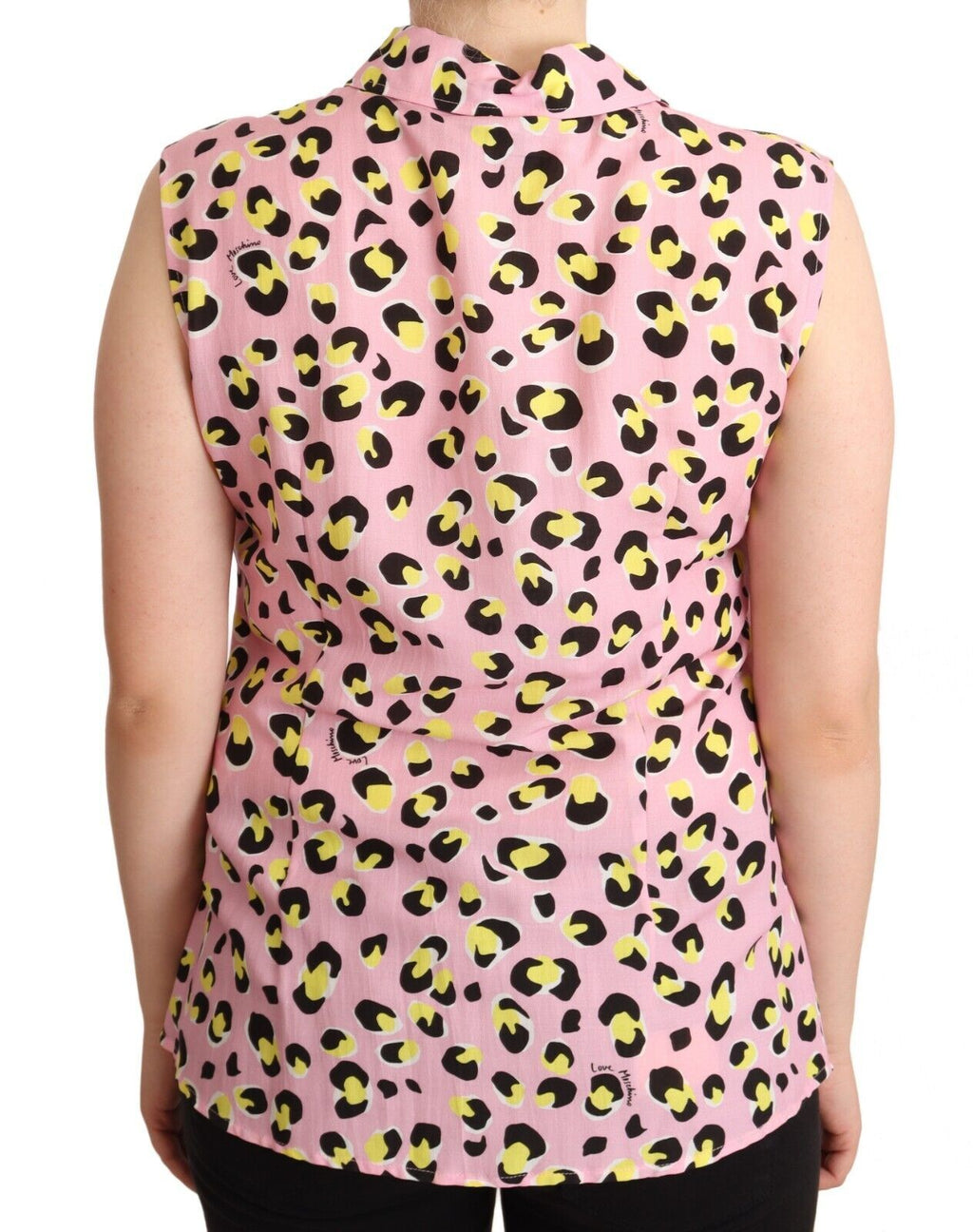 Love Moschino Pink Sleeveless Leopard Print Polo Shirt