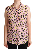 Love Moschino Pink Sleeveless Leopard Print Polo Shirt