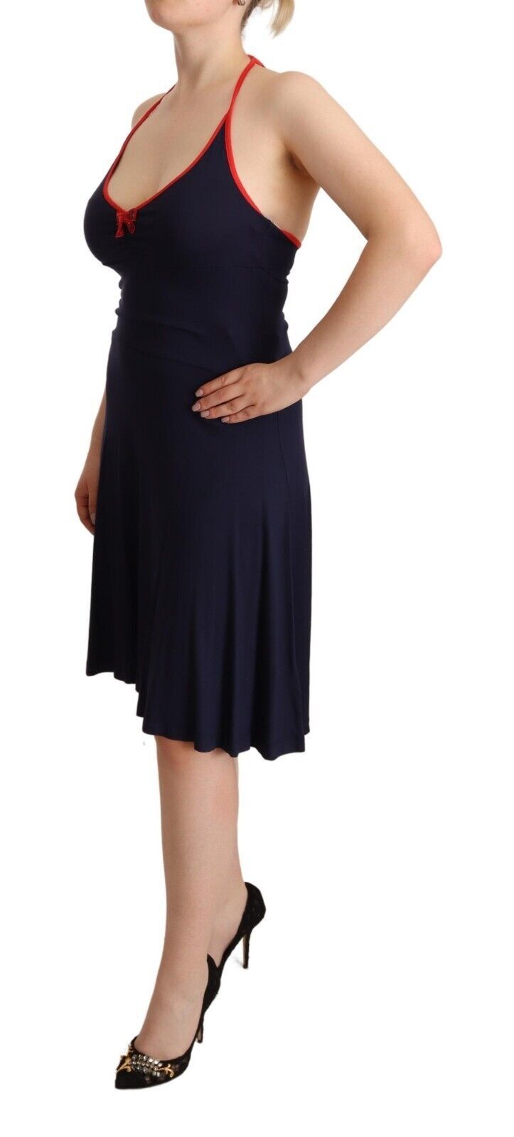 Roccobarocco Marineblaues ärmelloses Etuikleid Midikleid