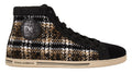 Dolce & Gabbana Beige Braun Wolle Baumwolle High Top Sneakers