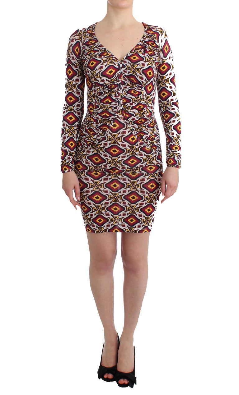 GF Ferre Multicolor Langärmeliges Viskose-Schiebekleid
