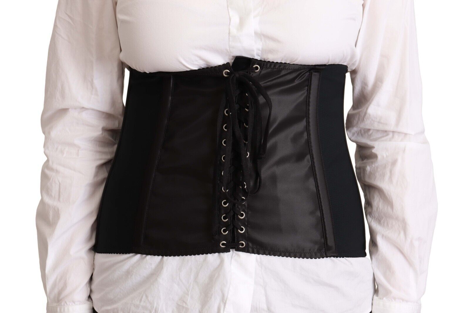 Dolce & Gabbana Schwarzes Korsett Gürtel Stretch Taille Riemen Top