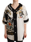 Dolce & Gabbana White Cotton Shirt with Amore Crystal Embellishments