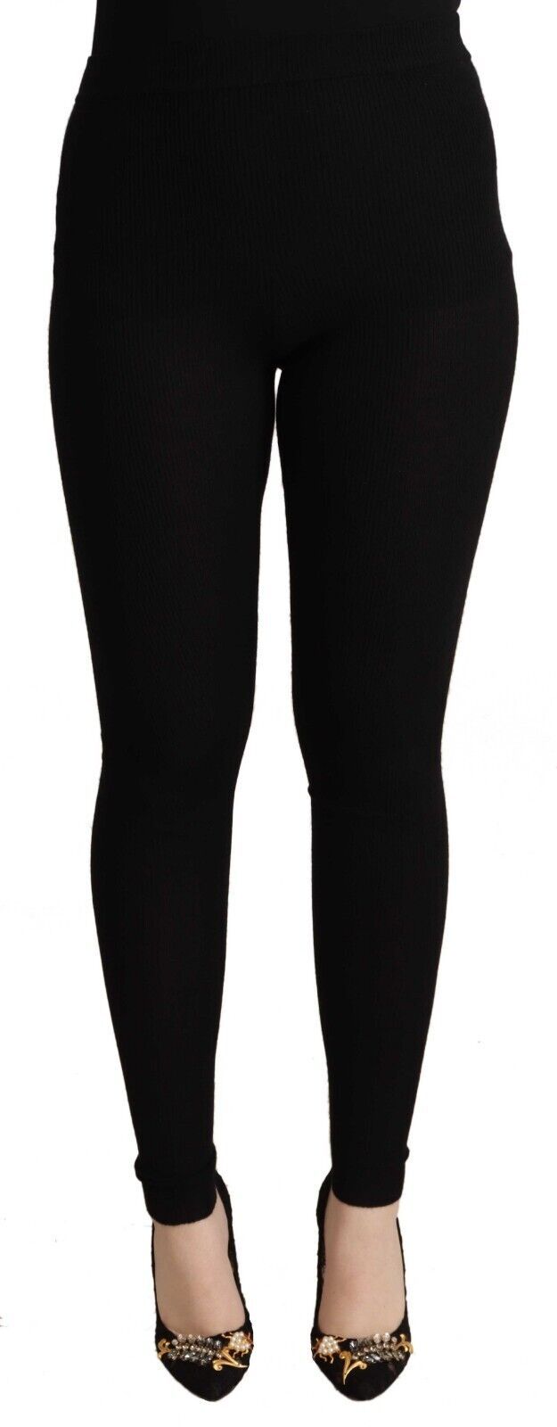 Dolce & Gabbana Schwarze Kaschmir-Stretch-Taillen-Hose