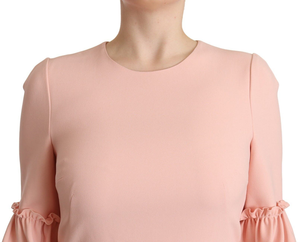 Dolce & Gabbana Rosa Viskose-Etuikleid mit gerafften Ärmeln
