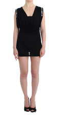Roccobarocco Black Embellished Jersey Mini Sheath Dress