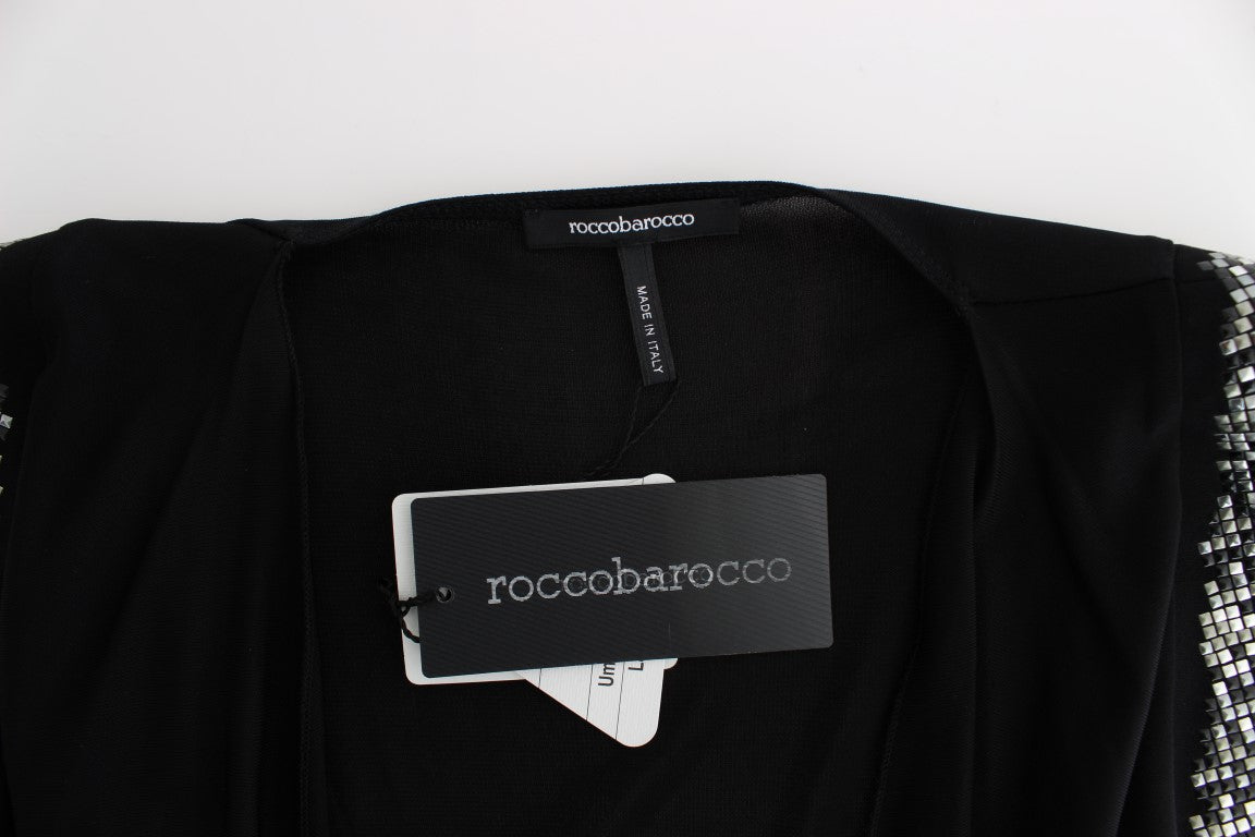 Roccobarocco Black Embellished Jersey Mini Sheath Dress