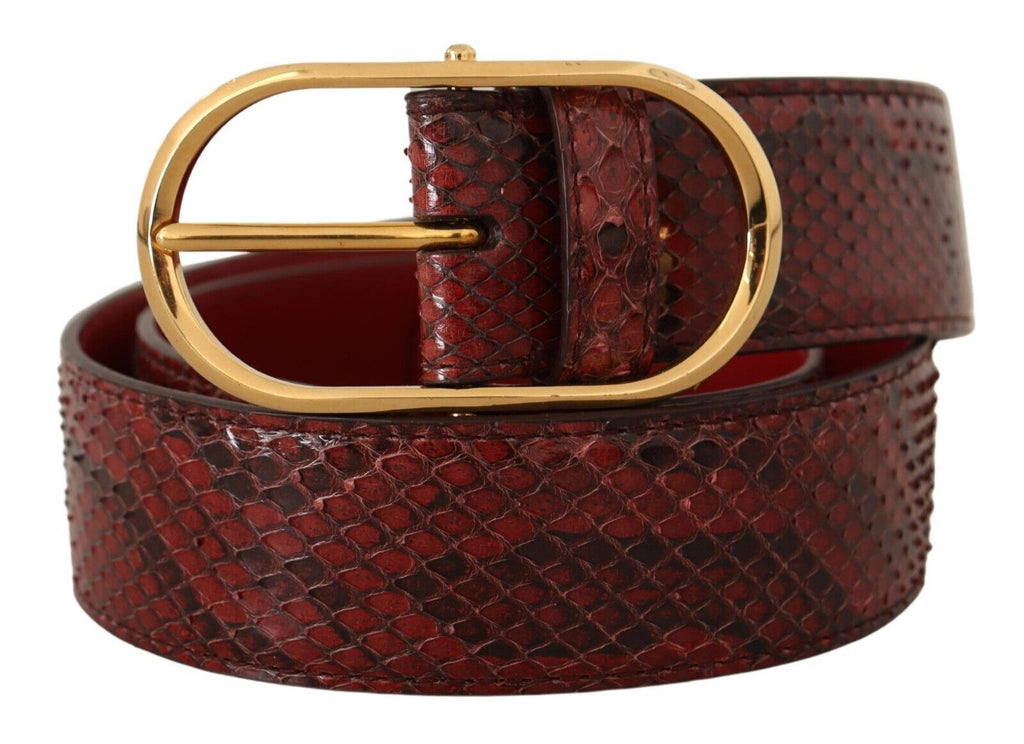 Dolce & Gabbana Red Exotic Leather Belt with Oval Buckle