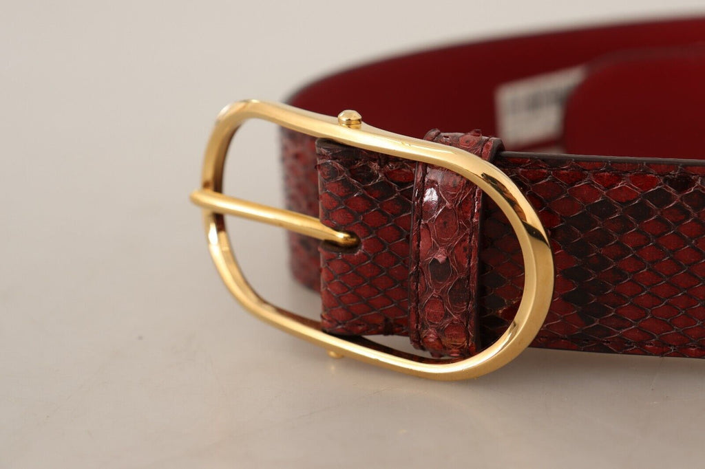 Dolce & Gabbana Red Exotic Leather Belt with Oval Buckle