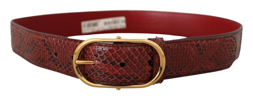 Dolce & Gabbana Red Exotic Leather Belt with Oval Buckle