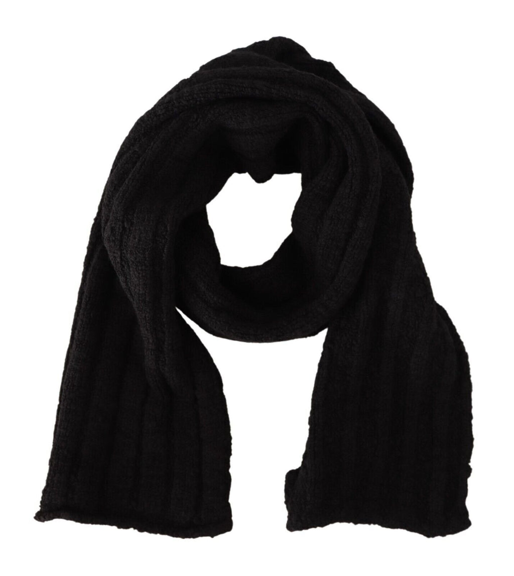 Dolce & Gabbana Schwarzer Schurwolle gestrickter Unisex-Wärmer-Schal