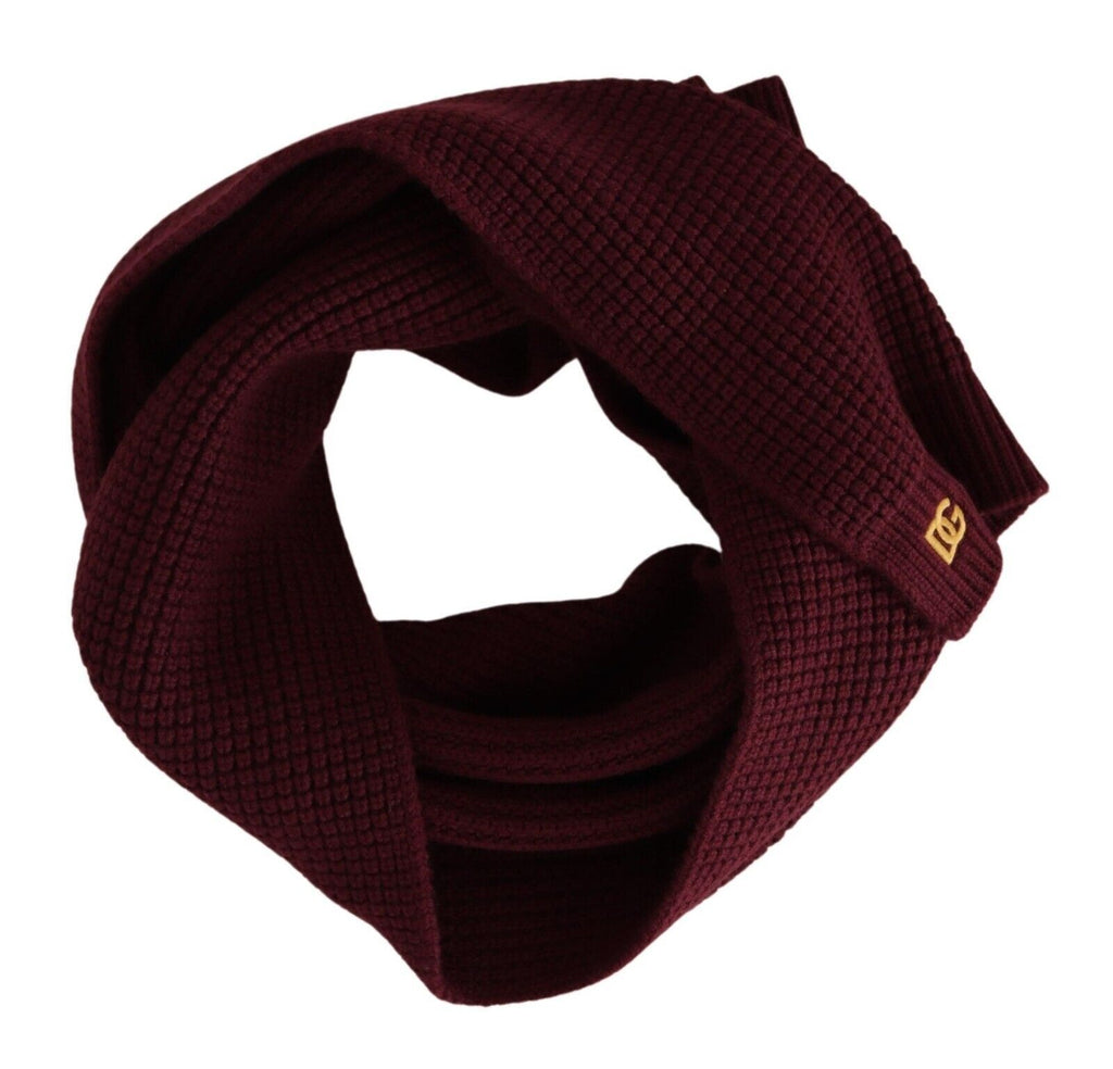 Dolce & Gabbana Dunkelroter Kaschmir-Logo-Wickelschal Gestrickter Schal