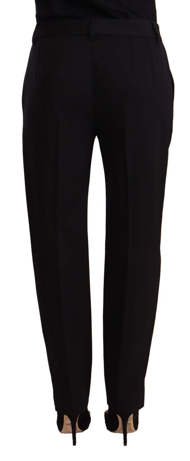Dolce & Gabbana Schwarze Mid Waist Skinny Trouser Wollhose