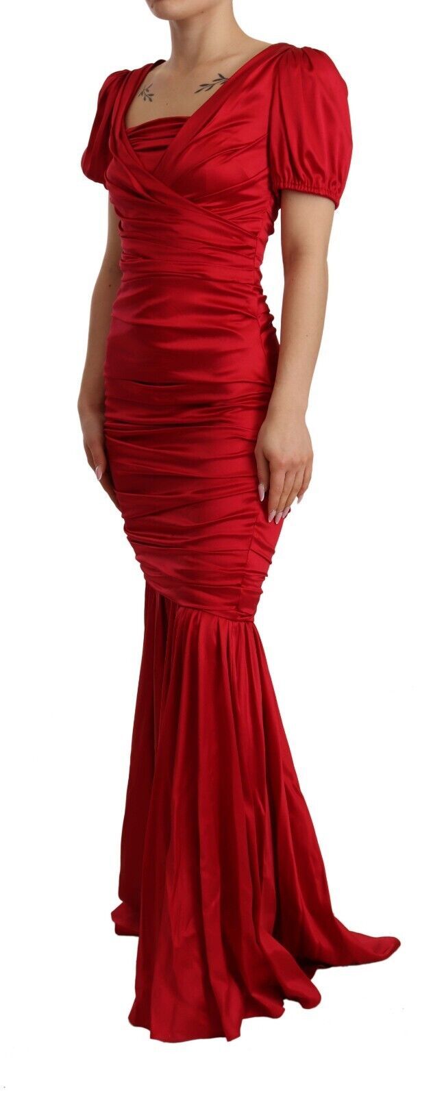 Dolce & Gabbana Red Silk Stretch Mermaid Sheath Dress