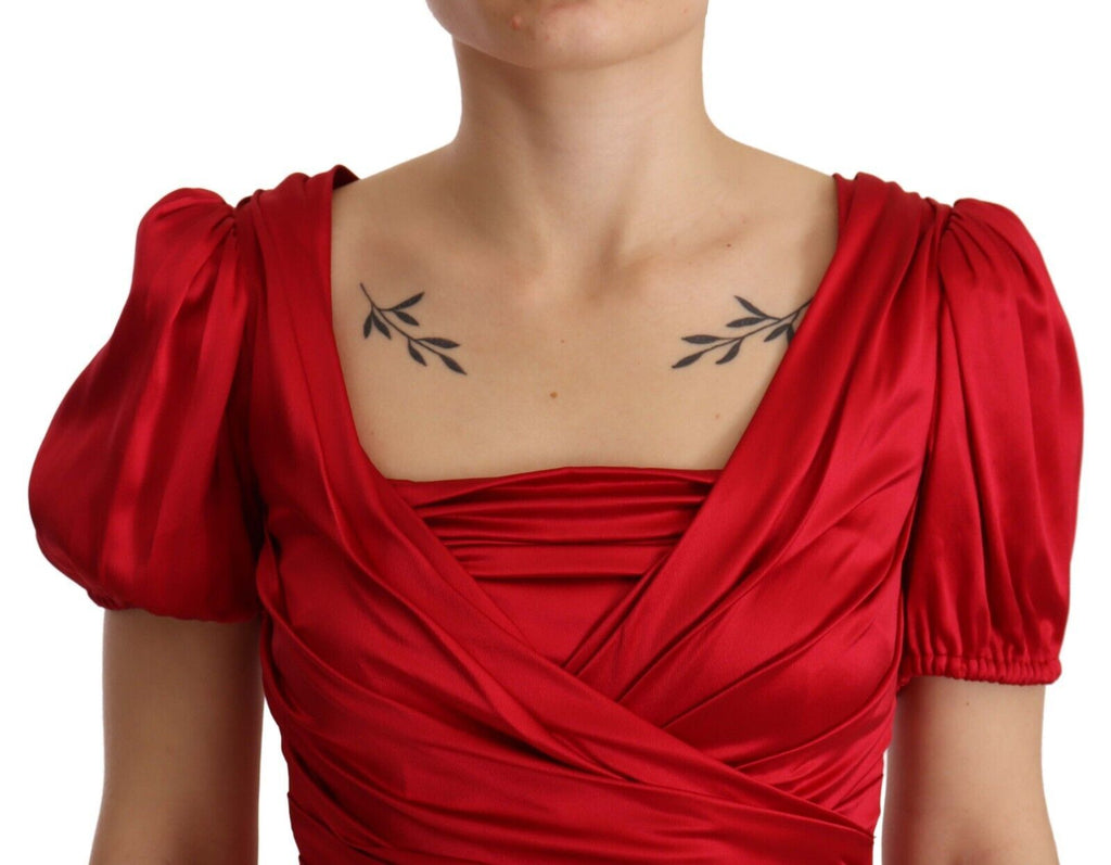Dolce & Gabbana Red Silk Stretch Mermaid Sheath Dress