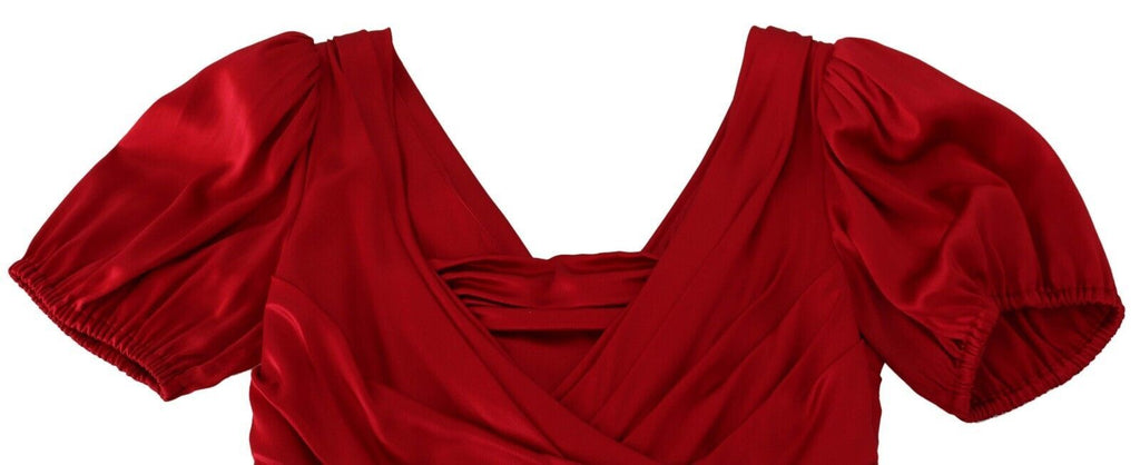 Dolce & Gabbana Red Silk Stretch Mermaid Sheath Dress