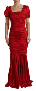 Dolce & Gabbana Red Silk Stretch Mermaid Sheath Dress