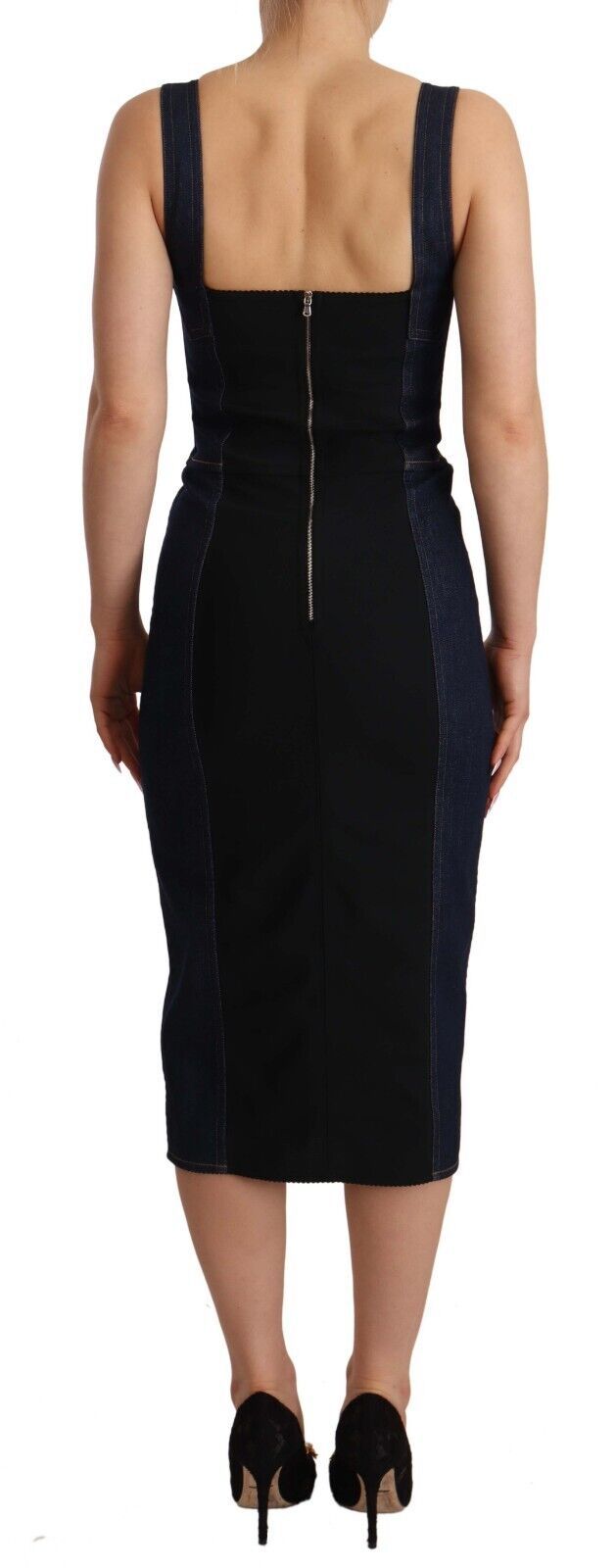 Dolce & Gabbana Dark Blue Cotton Denim Midi Dress