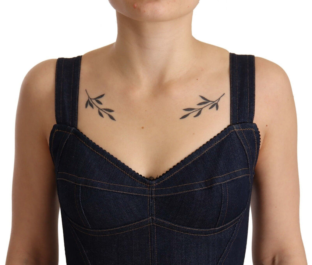 Dolce & Gabbana Dark Blue Cotton Denim Midi Dress
