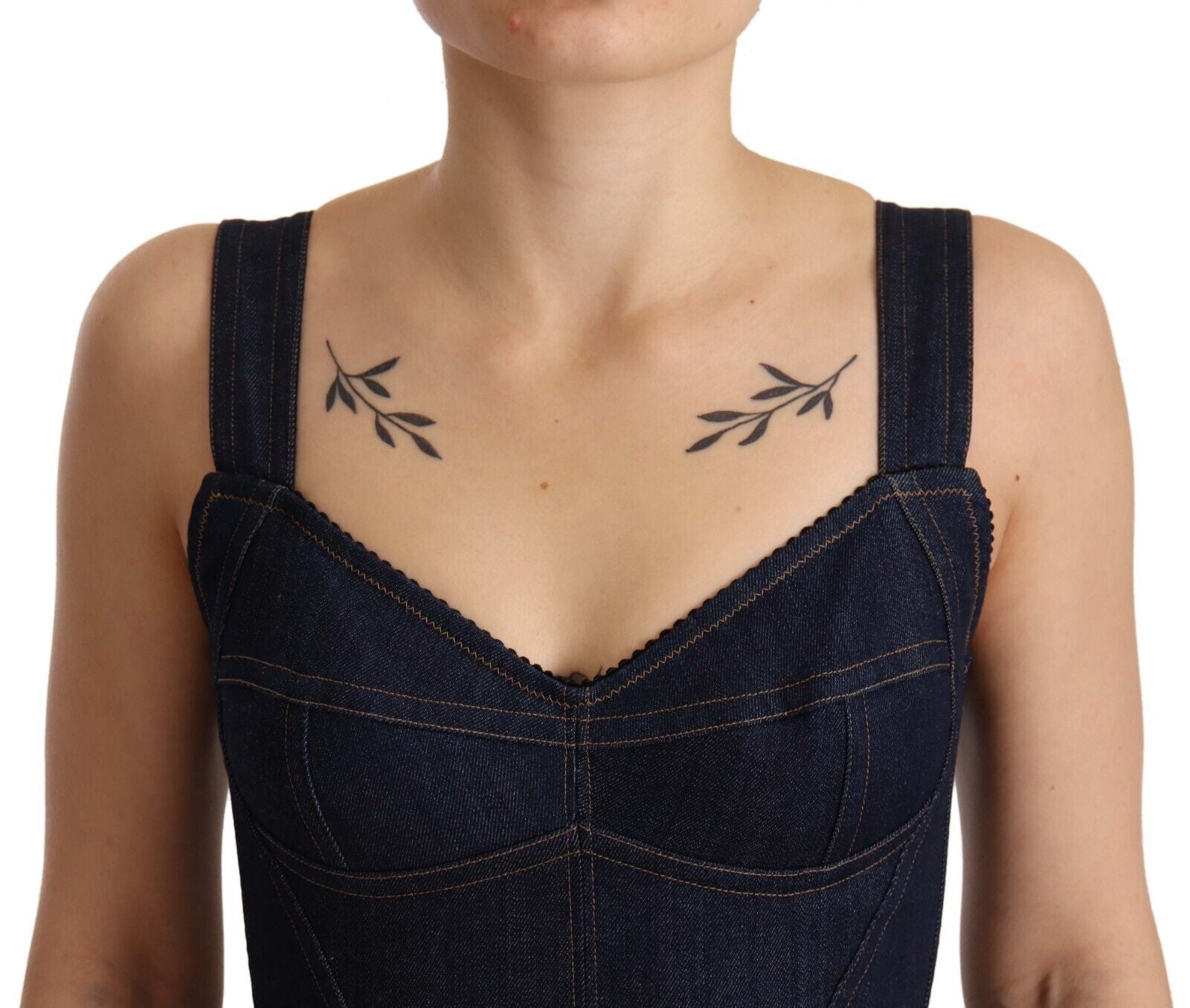 Dolce & Gabbana Dark Blue Cotton Denim Midi Dress