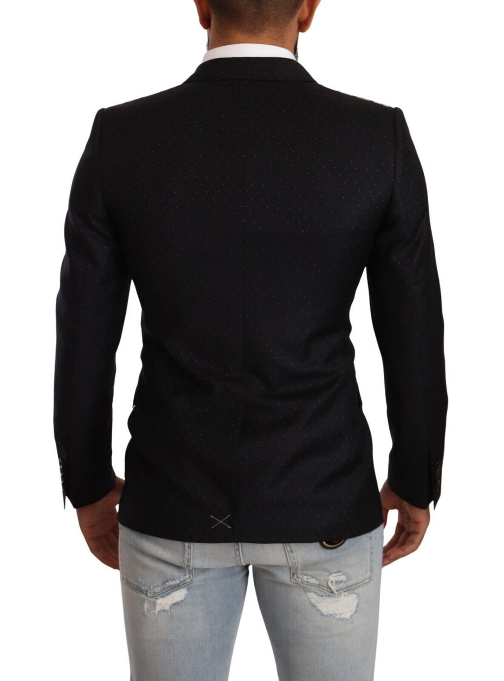 Dolce & Gabbana Schwarzer gepunkteter Zweireiher MARTINI Jacke