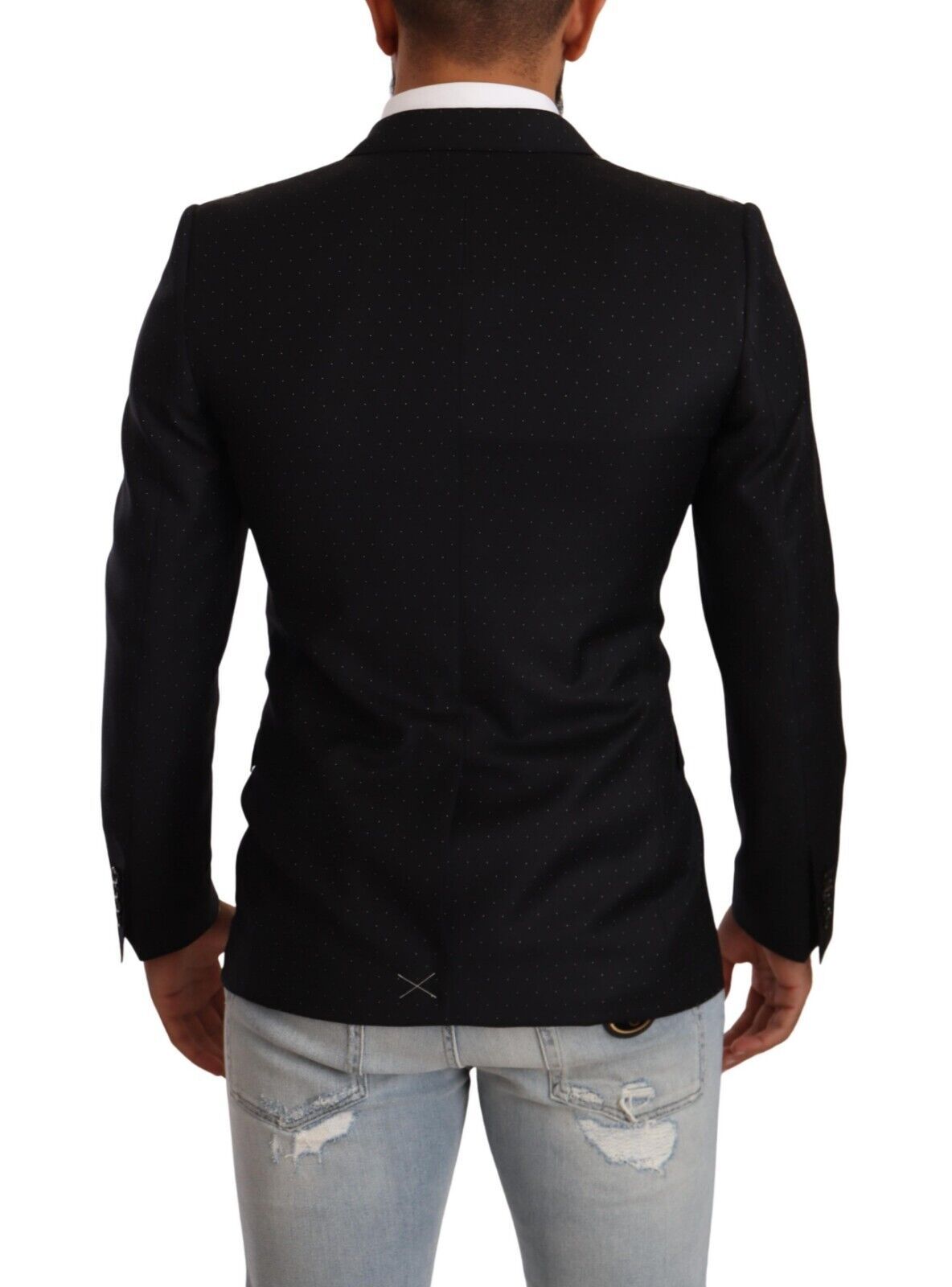Dolce & Gabbana Schwarzer gepunkteter Zweireiher MARTINI Jacke