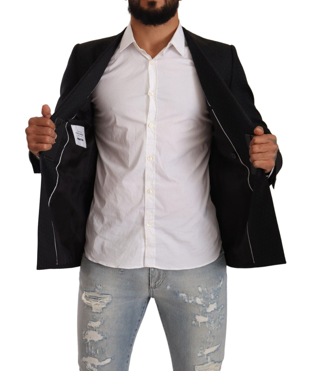 Dolce & Gabbana Schwarzer gepunkteter Zweireiher MARTINI Jacke