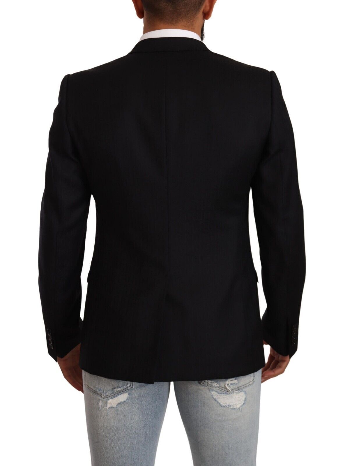 Dolce & Gabbana Schwarzer einreihiger Wollanzug GOLD Jacket