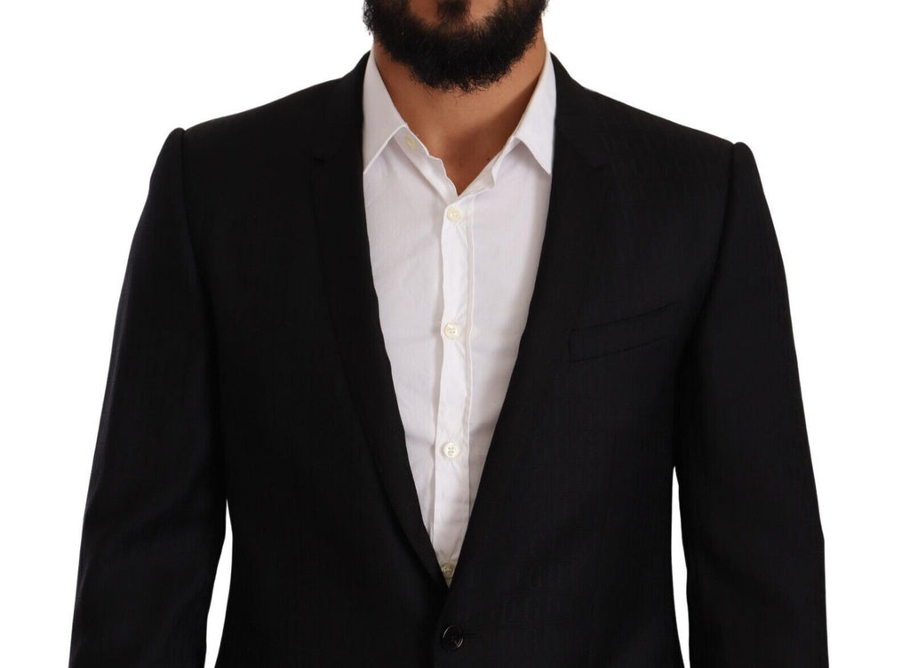 Dolce & Gabbana Schwarzer einreihiger Wollanzug GOLD Jacket