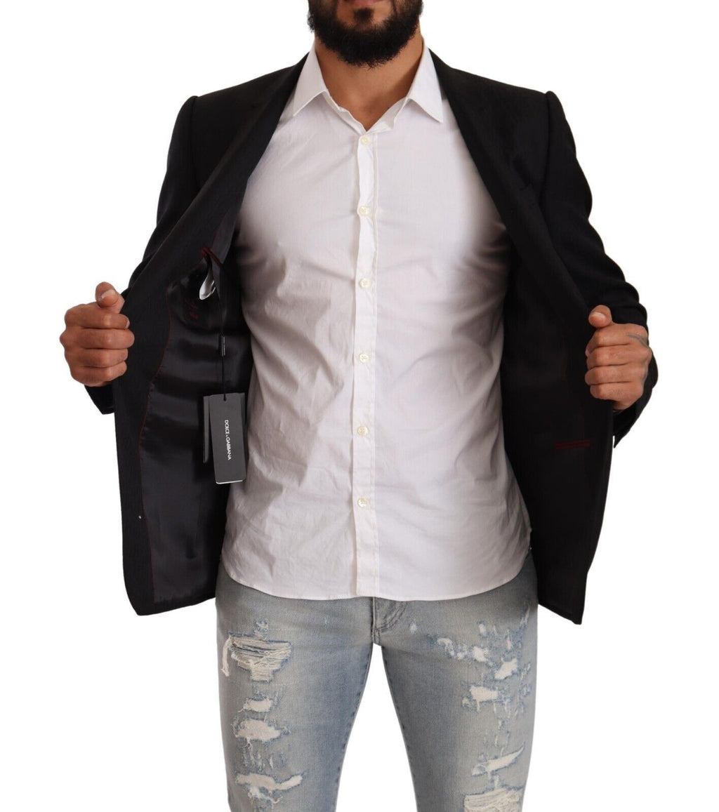 Dolce & Gabbana Schwarzer einreihiger Wollanzug GOLD Jacket