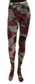 Dolce & Gabbana White Floral Print Tights Nylon Hosiery