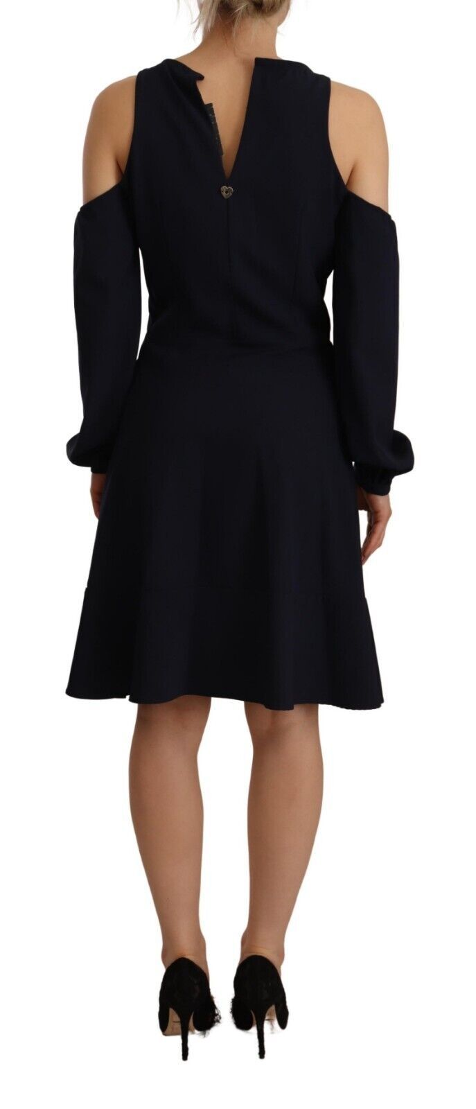 Twinset Black A-Line Dress with Long Sleeves and Open Shoulders