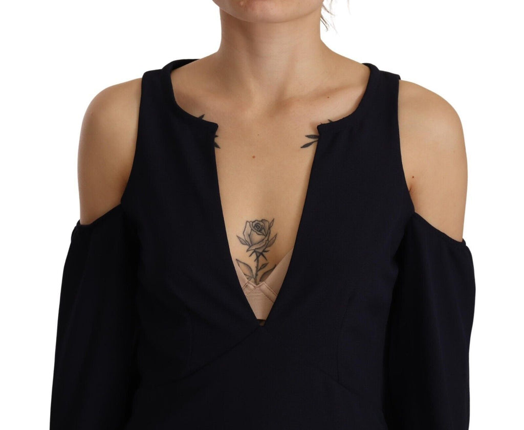 Twinset Black A-Line Dress with Long Sleeves and Open Shoulders