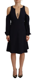 Twinset Black A-Line Dress with Long Sleeves and Open Shoulders
