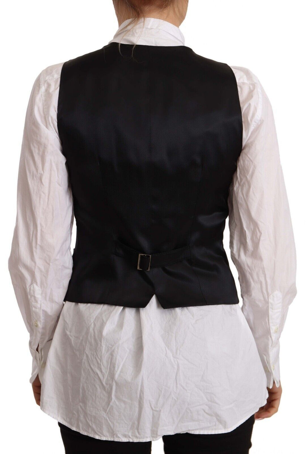 Dolce & Gabbana Black Sleeveless Viscose Button-Up Vest Top
